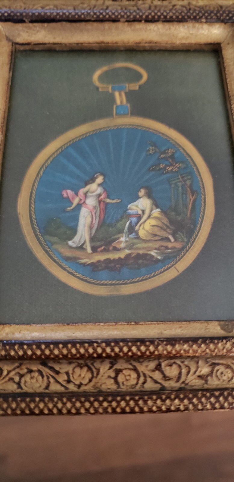 Vintage Italian Framed Painting On Silk 4×5 Made In FLORENCE Fast Shipping