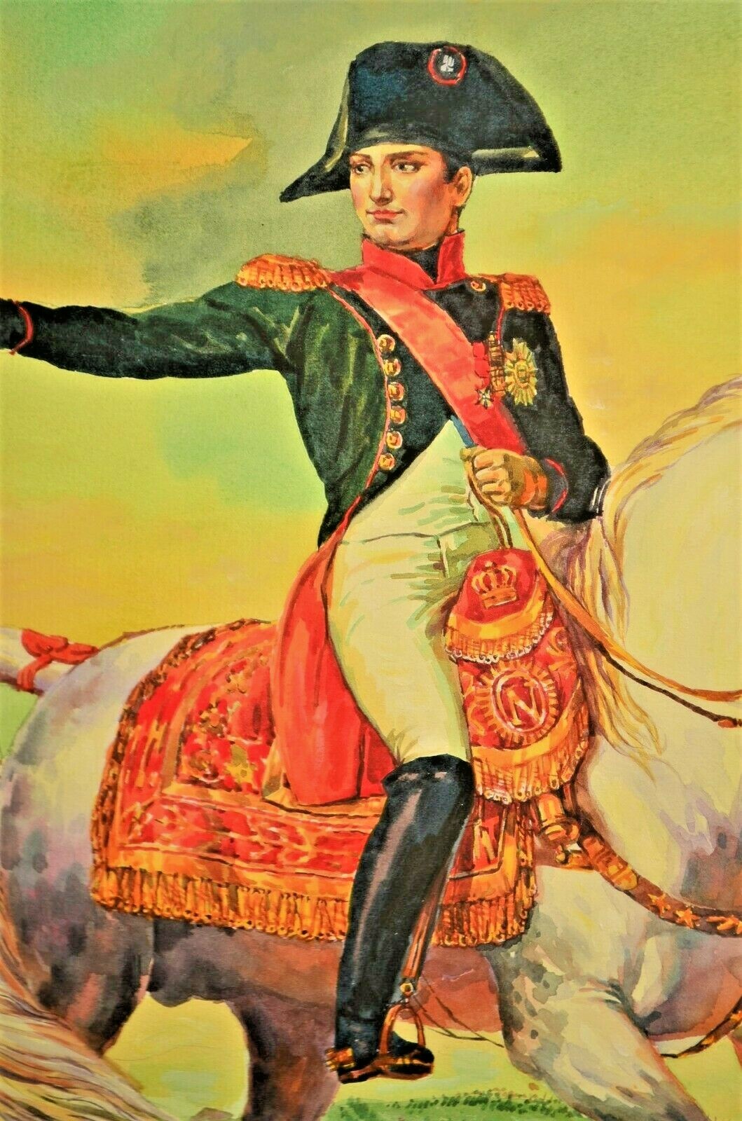 VICTOR GILBERT Original Signed Napoleon Portrait Landscape Watercolor Painting