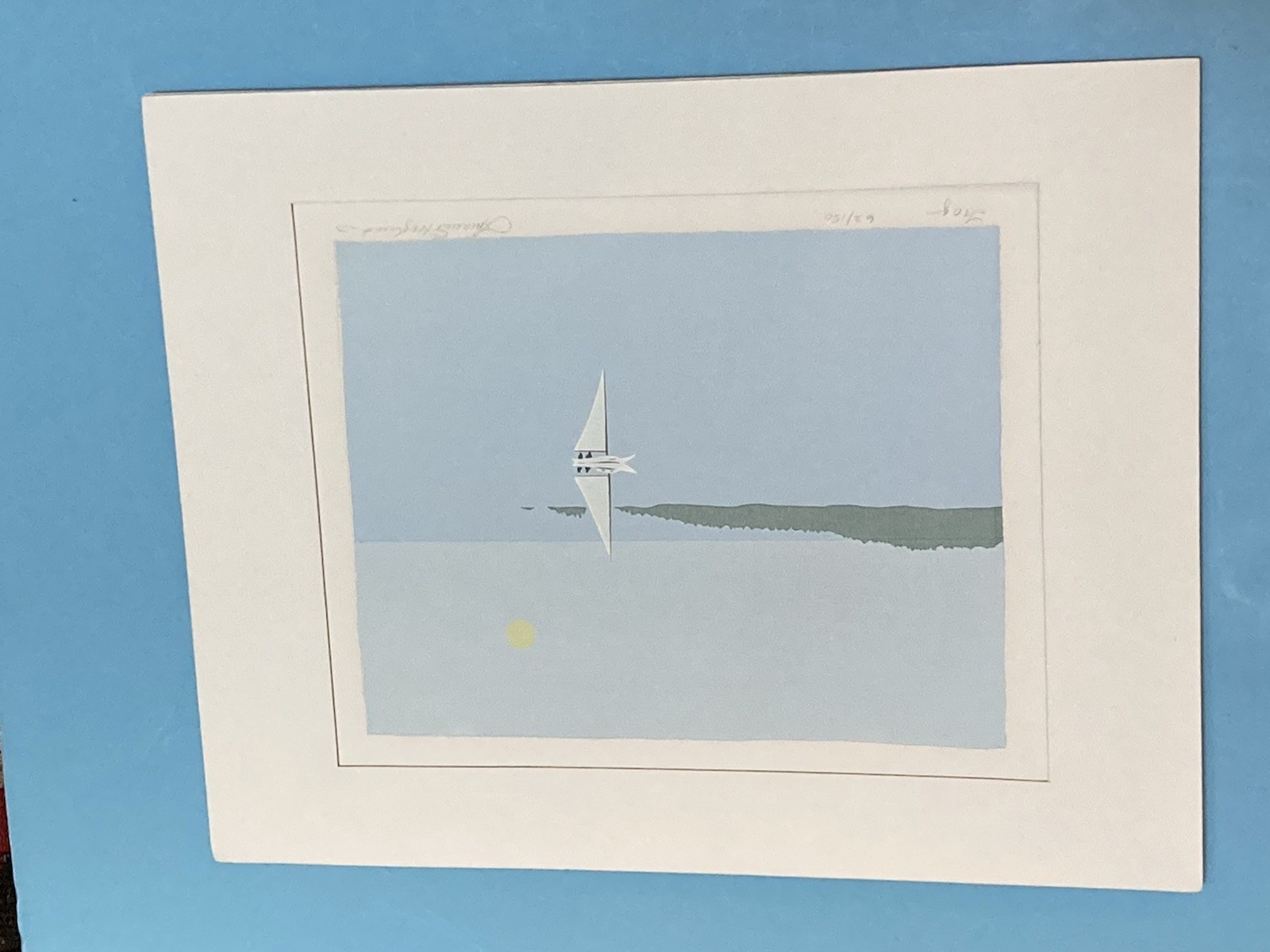 Artist L Hoglund Awesome Print #63/150 Title»Fog» View from Two in a SailBoat