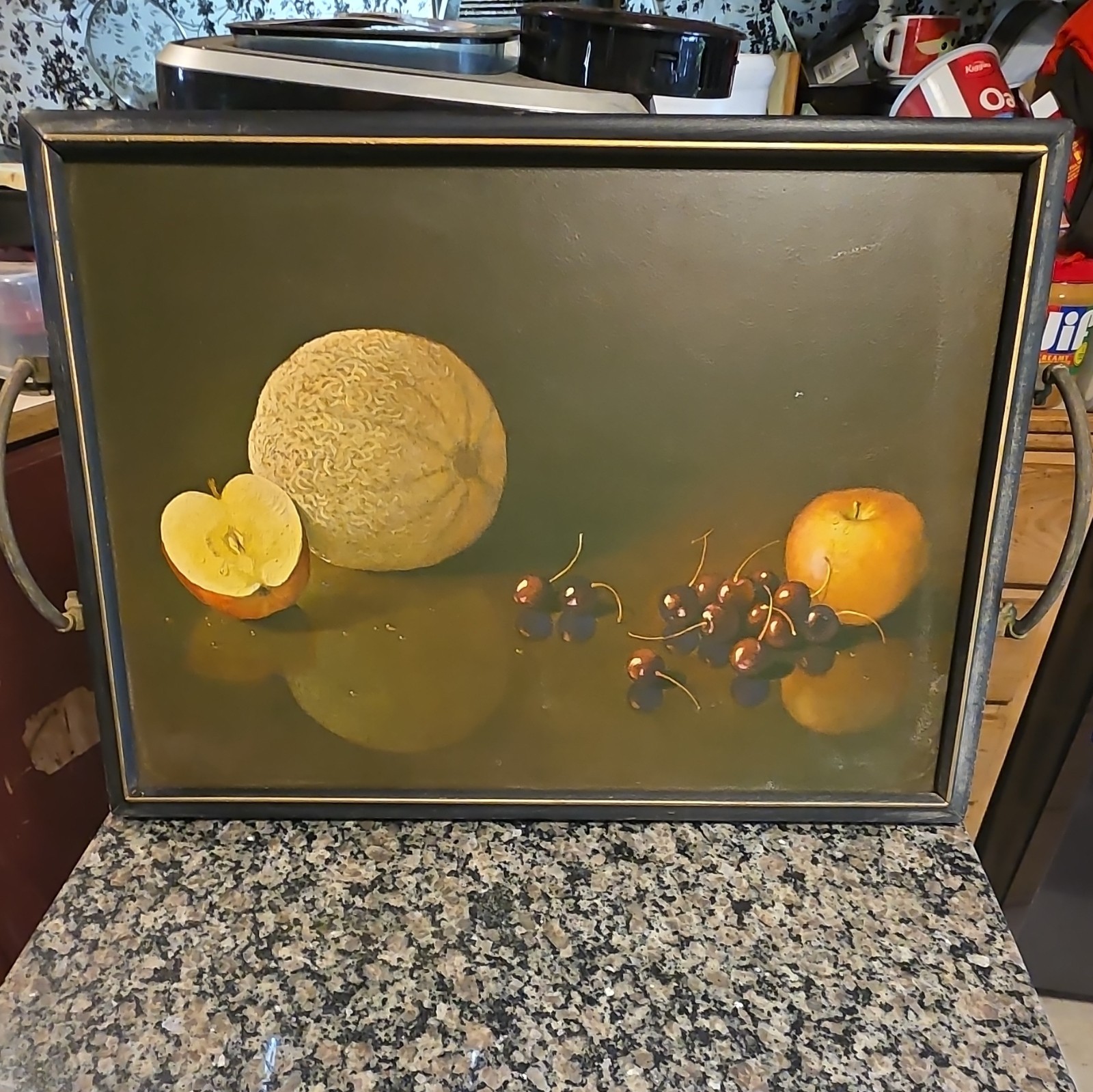 Framed Still Life Fruit Oil Painting on Canvas Realism Medium Size