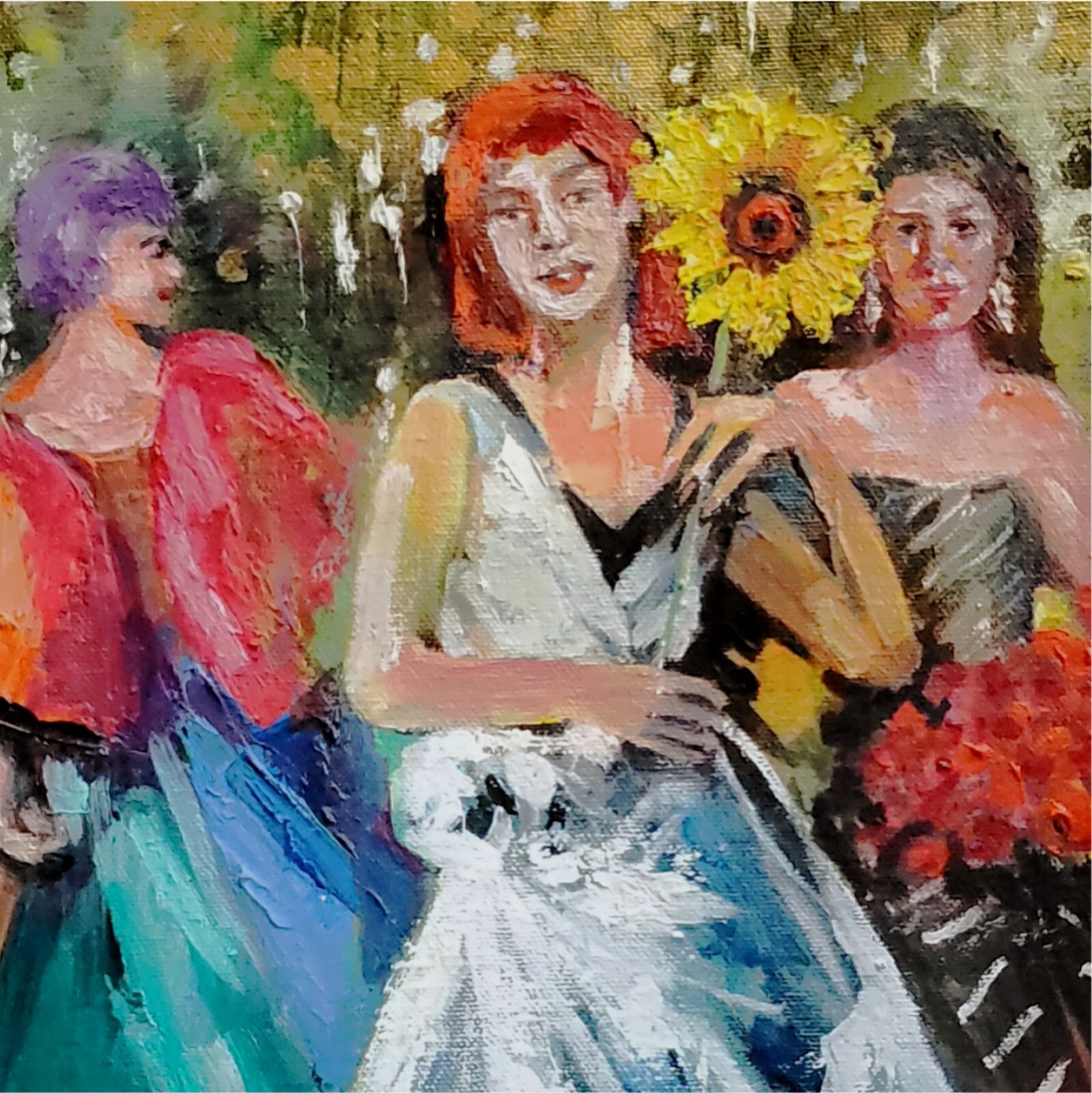 YARY DLUHOS Party Figure Ballroom Dancing Music Women Original Art Oil Painting