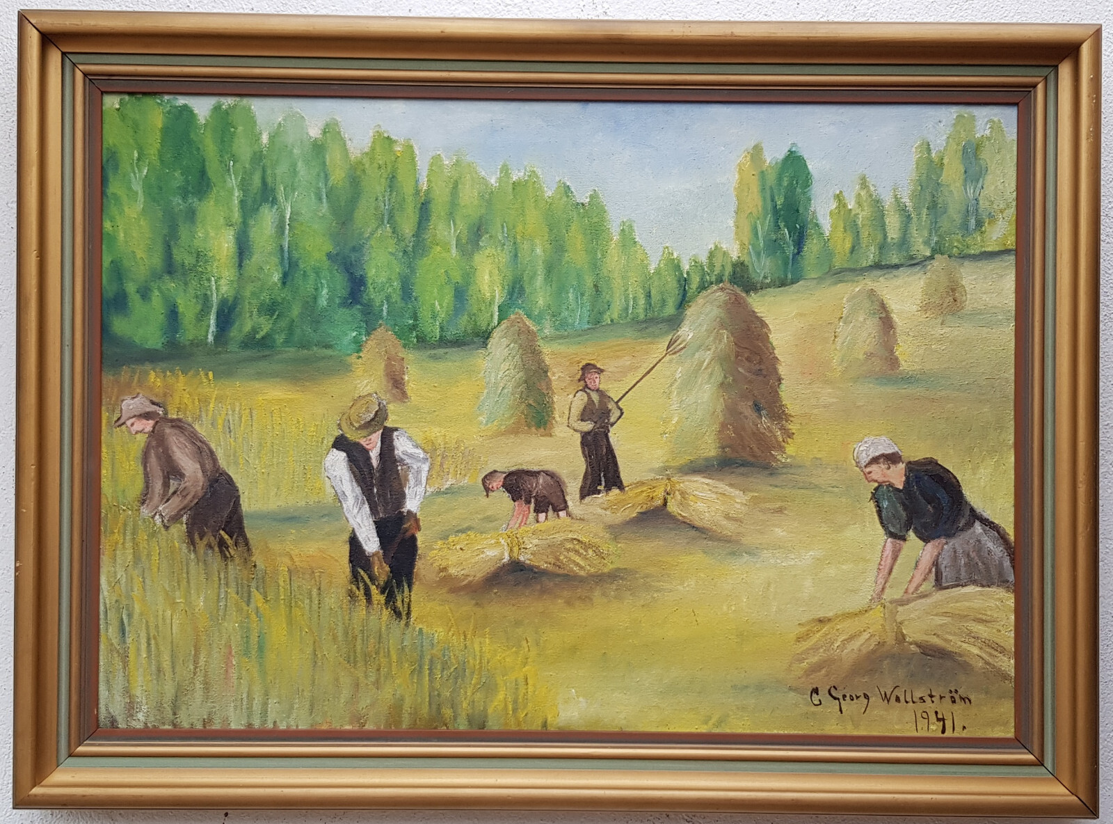 Oil painting painting oil painting masterpiece field hay people nature 1941 year 371