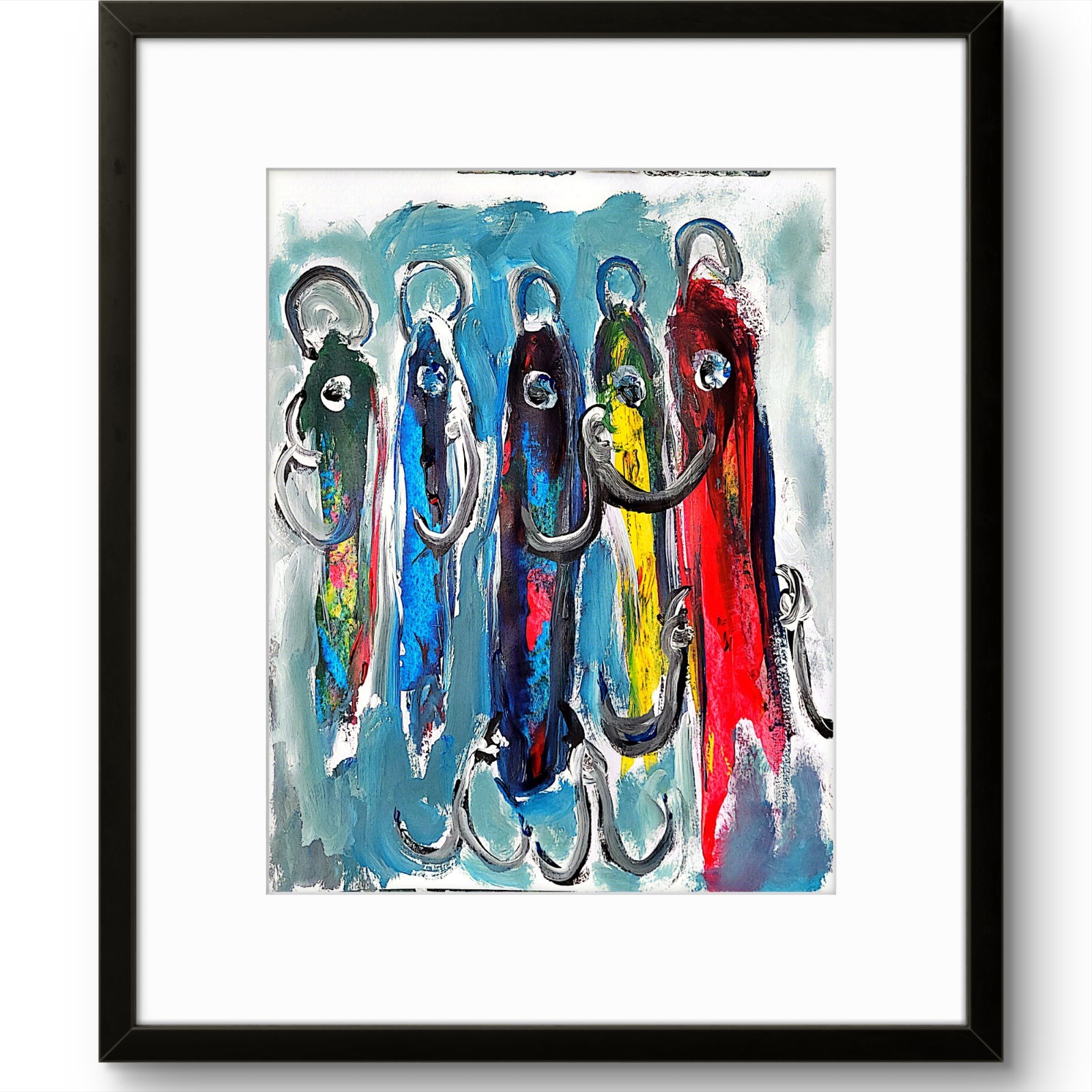 Bait Fish Colorful Neo Expressionist Original Paper Wall Art