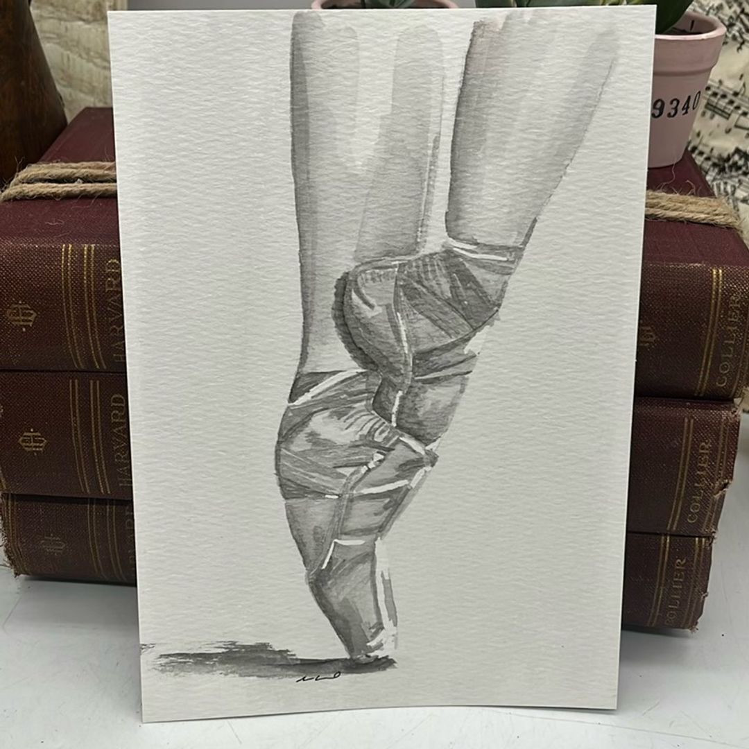 Watercolor Painting Of Dancer Ballet Shoes