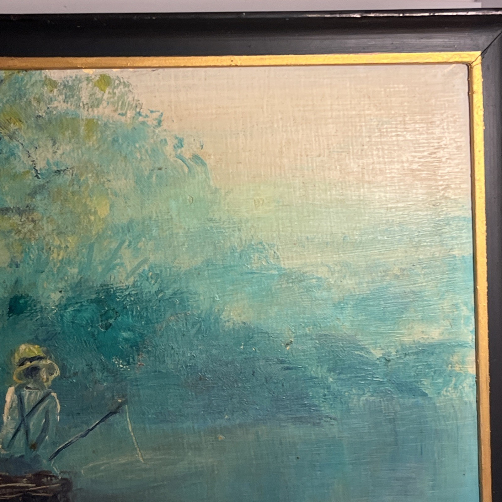 Vintage MCM Impressionist Oil Painting “Peace Like A River” Signed D Burris