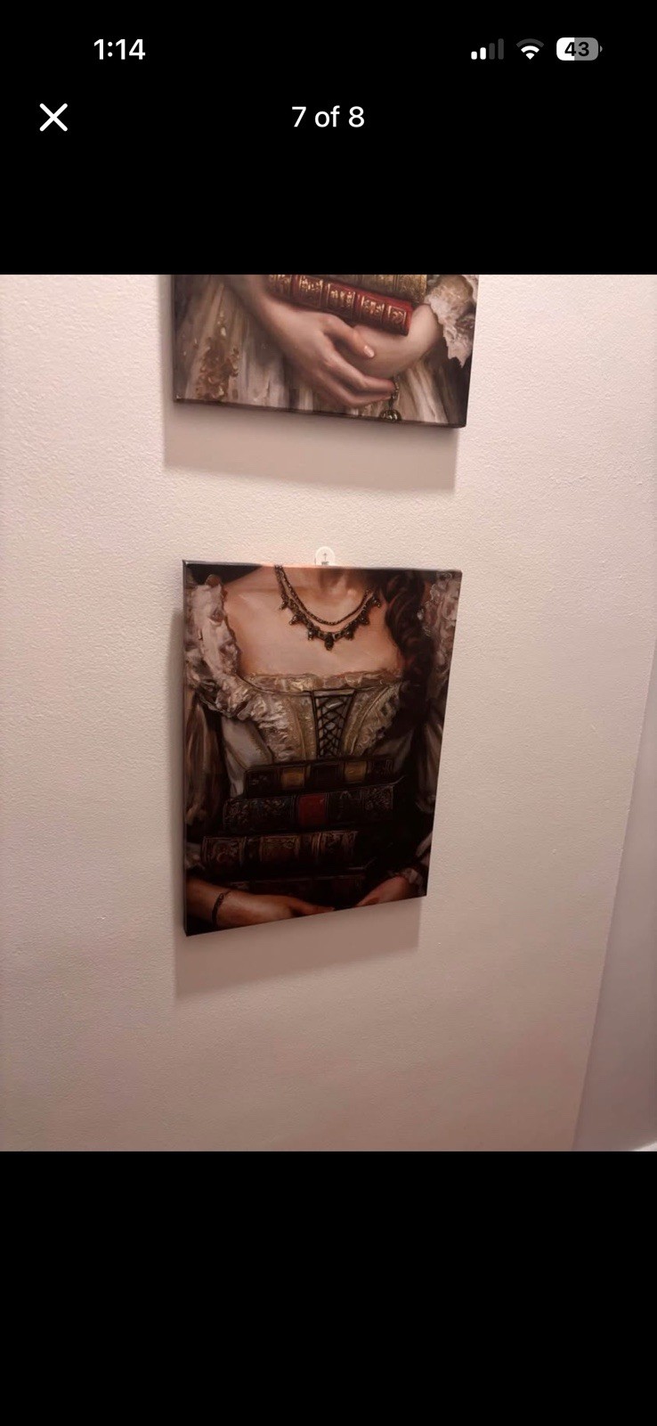 Portraiture Painting Portrait of Woman Holding Books, Unframed Wall Art