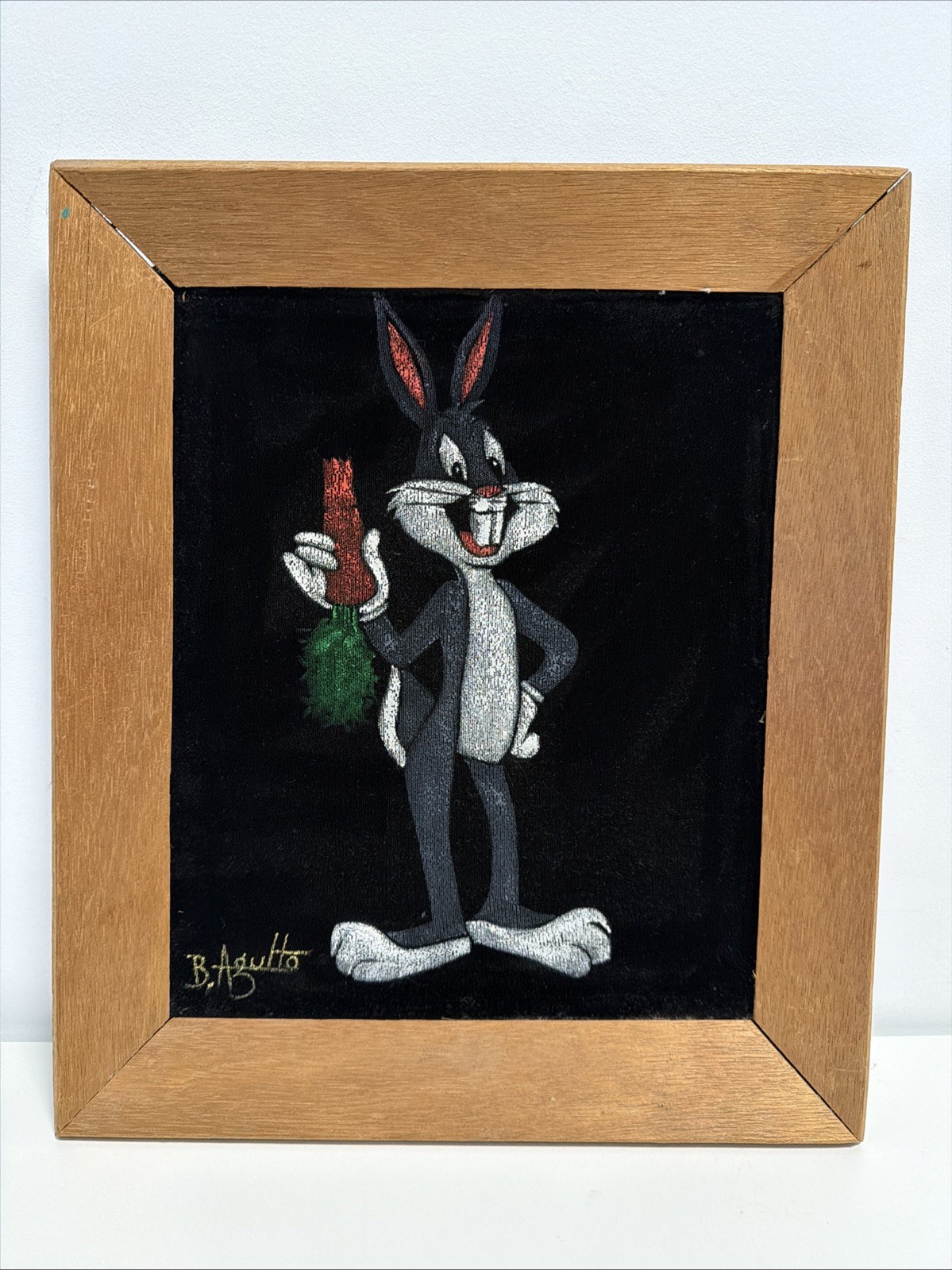 Vintage LOONEY TUNES Bugs Bunny Black Velvet Painting Framed 70s – By B. Agulto