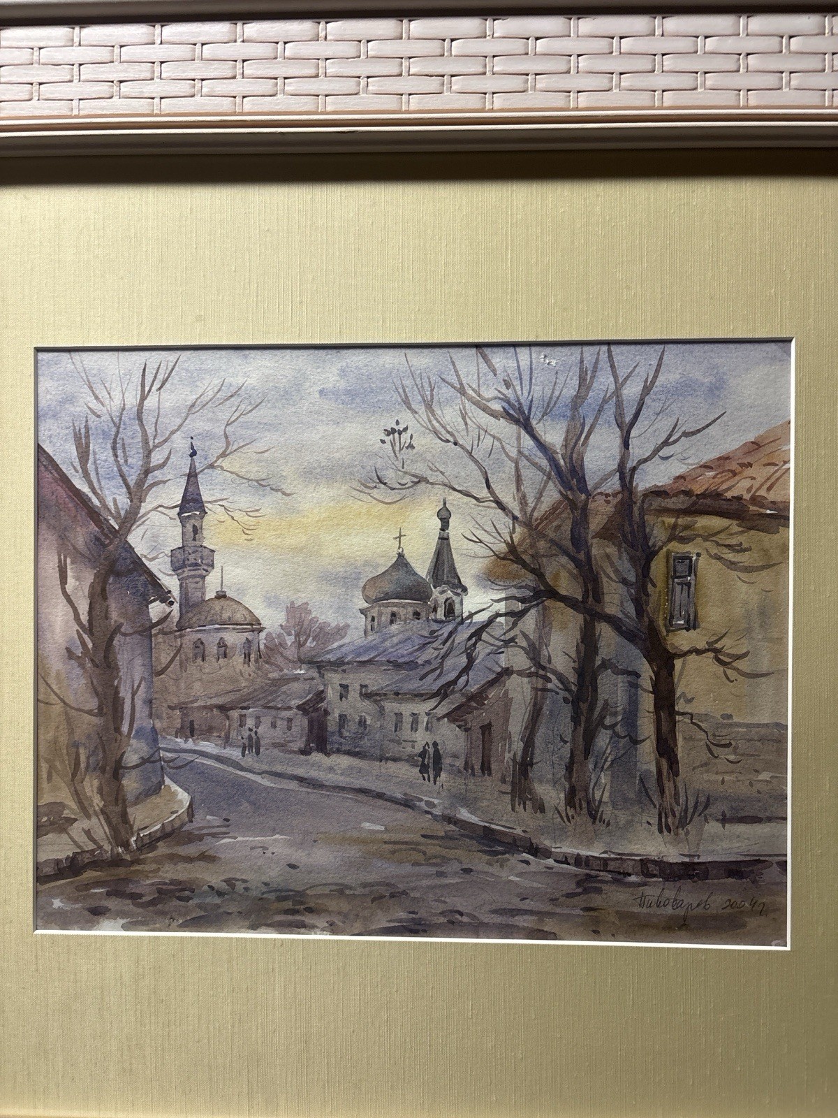 Viktor Pivovarov Signed Original Watercolor Annunciation Cathedral Kazan Kremlin