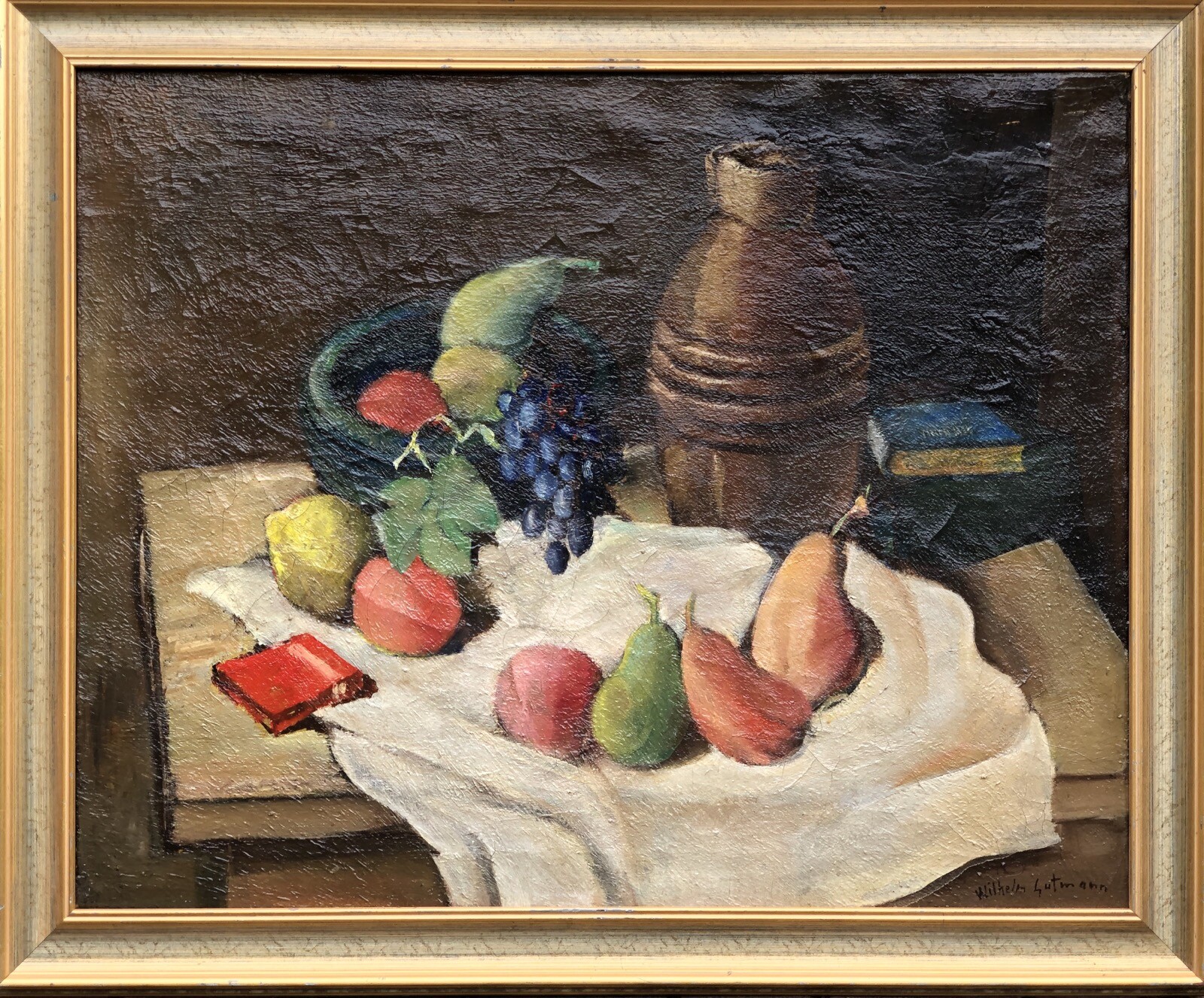 Wilhelm Gutmann 1877-1946 Still Life with Fruits Books and Vessels – Around 1900