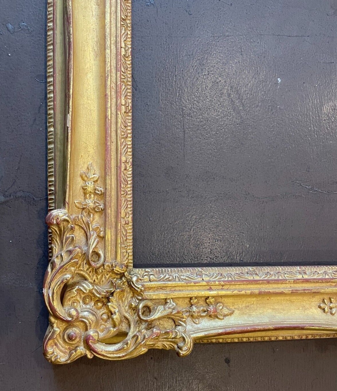 Louis XV -24″ x 30″ SOLID WOOD HAND CARVED PICTURE FRAME GILDED IN 22K GOLD LEAF
