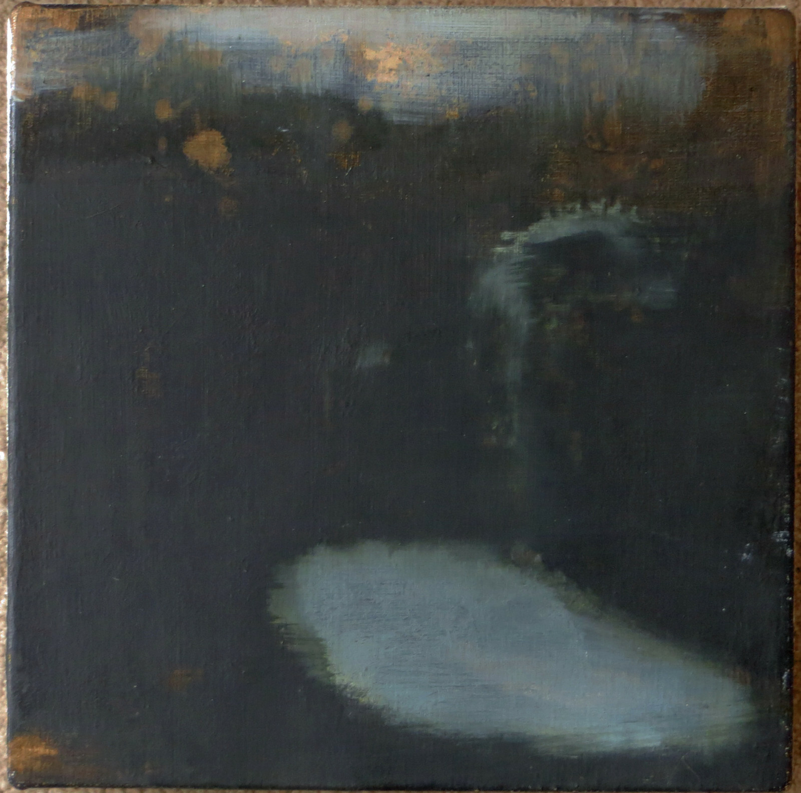 Stephanie Peek Abstract Landscape Painting- Oil on Linen-Dark Blue Shadow Garden