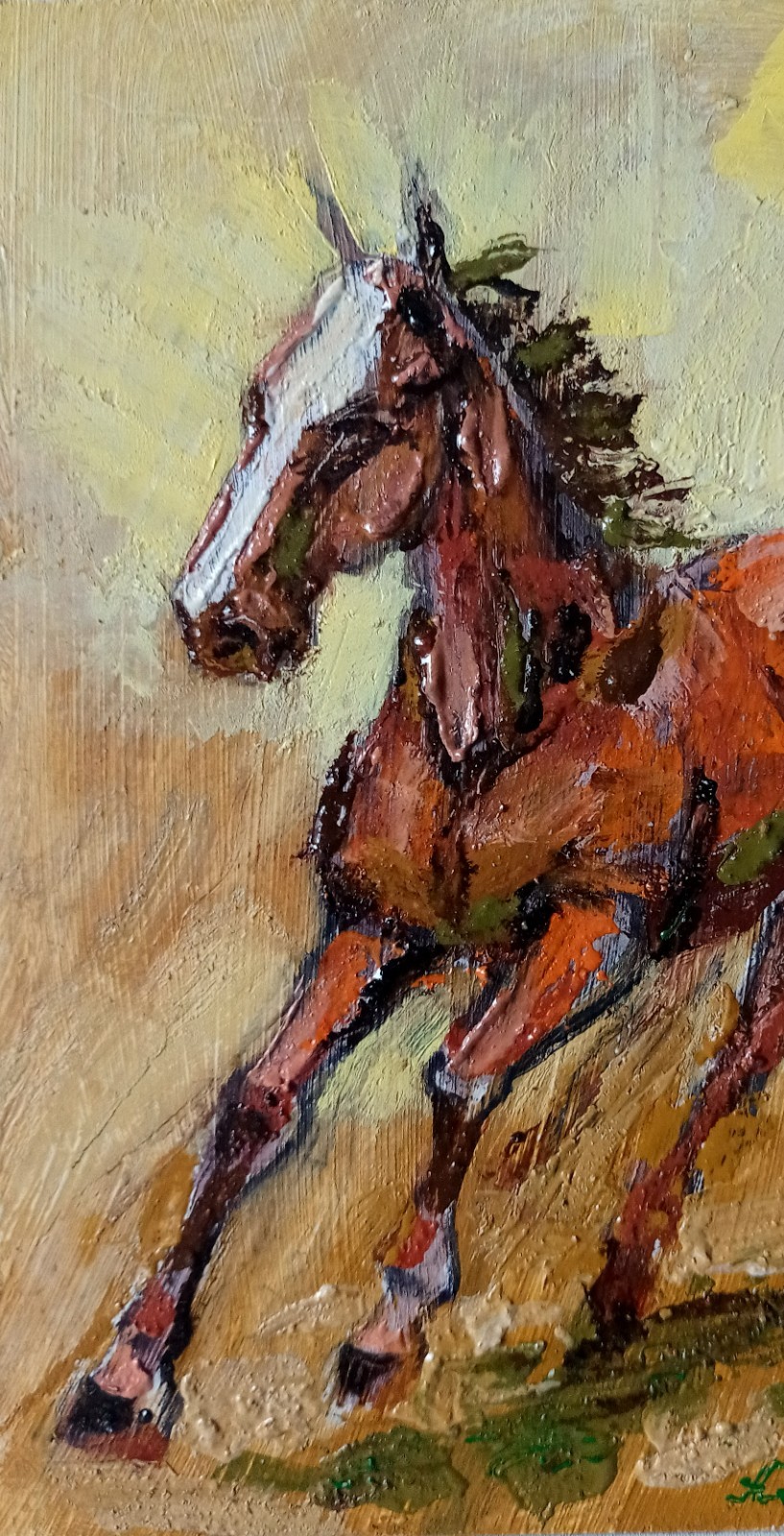 Horse Impasto Painting Original Art Impression Oil Painting 7.8 x 5.9 in