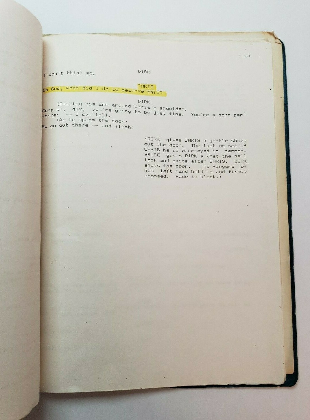OPENING NIGHT / Stewart Margolis 1985 Play Script in ONE ACT, Los Angeles