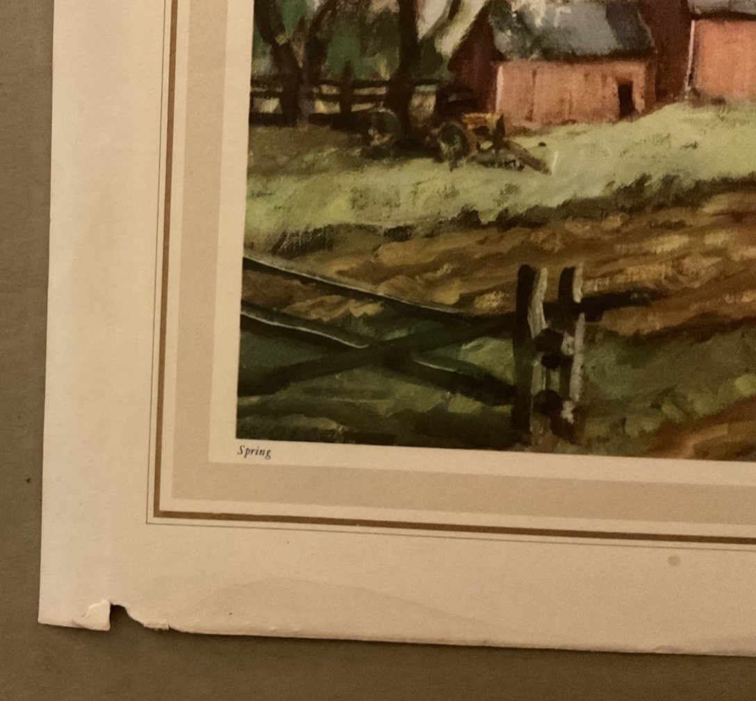 Vintage Spring Farm Scene Litho Picture 14 X 18 By H. C. Walcott