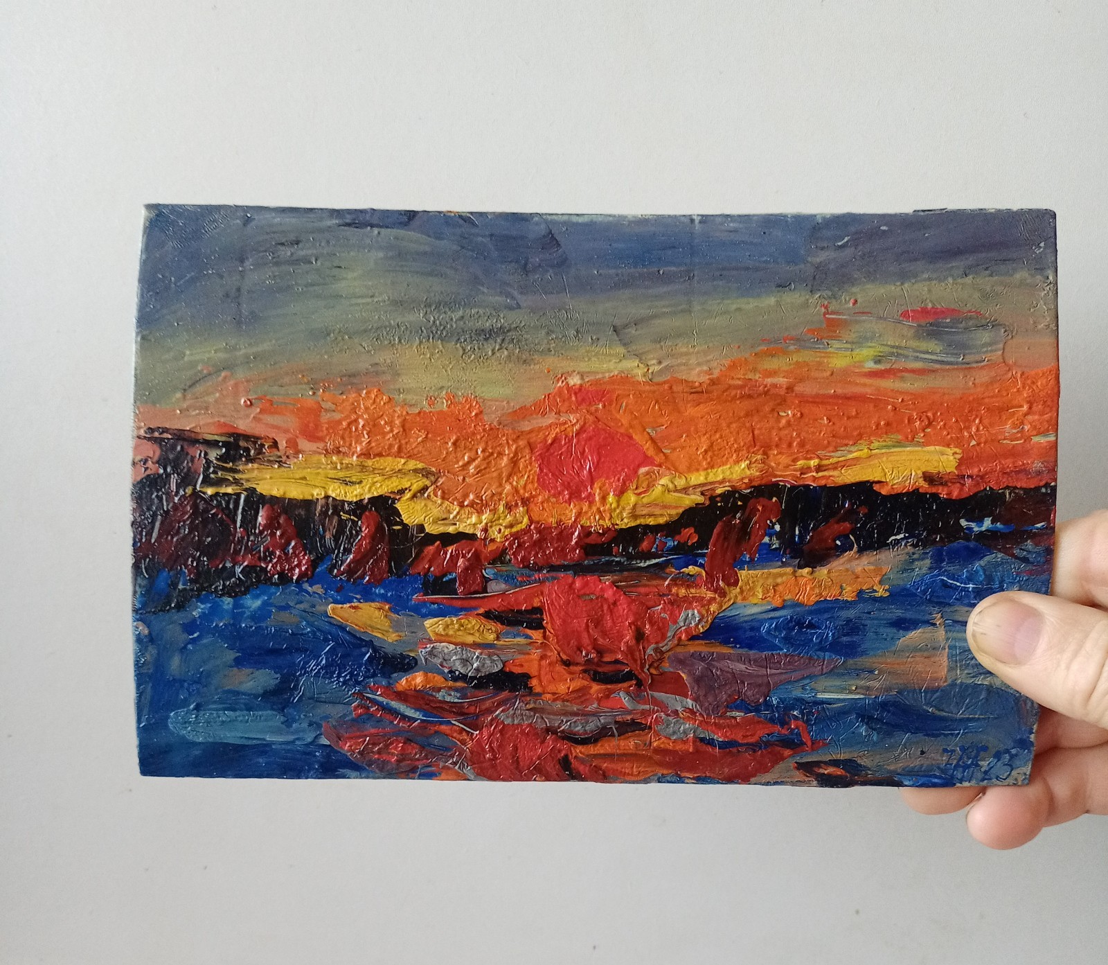 Evening Impasto Painting Original Art Impression Oil Painting 6 x 9 in