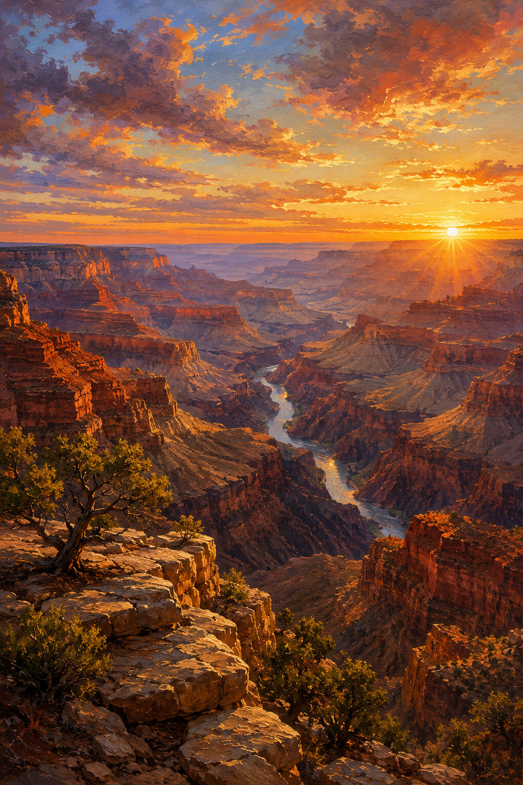 Grand Canyon Canvas Wall Art Arizona Sunset Landscape Painting