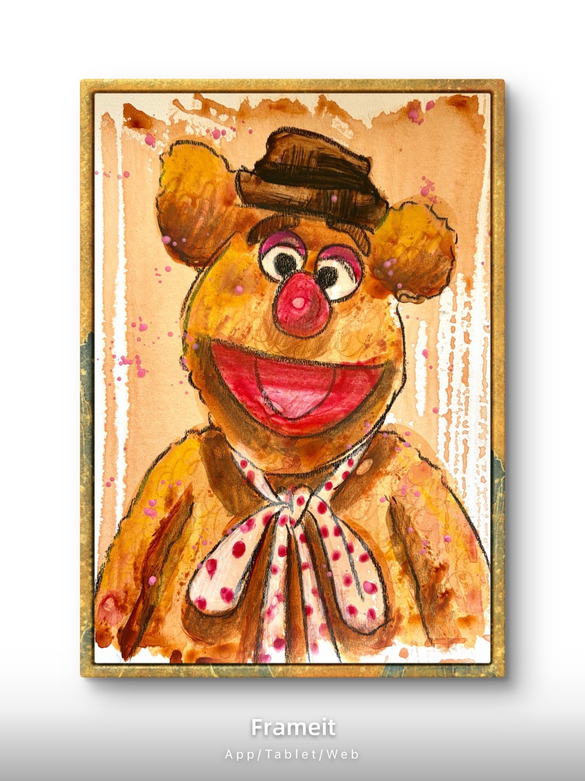 Original Fozzie Bear 2 Painting By Alannah Dyer- Acrylic 9×12 in. Muppets Brown