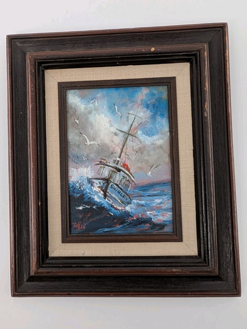 John Tassin Original Acrylic Painting Ships Signed Clipper Nautical Framed