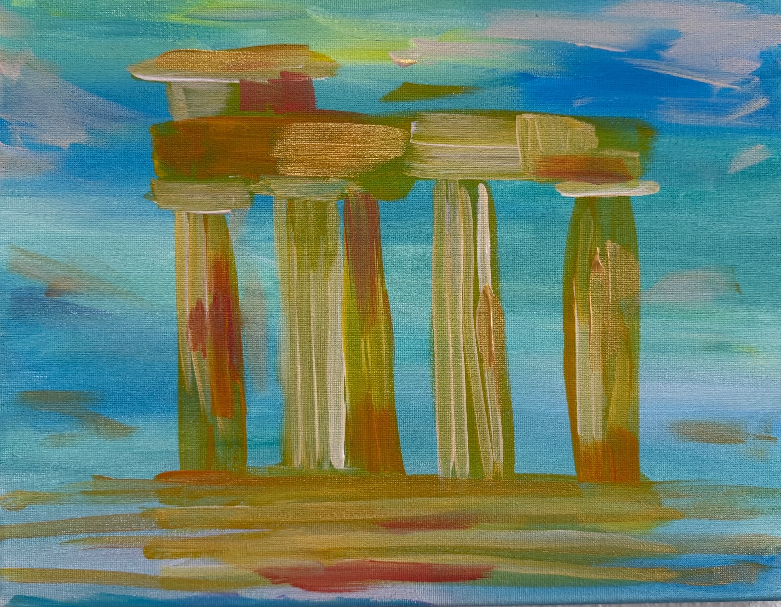 GREEK COLUMN WITH GOLD ACCENTS 14×11 MODERN ART COLLECTIBLE INTERIOR DESIGN
