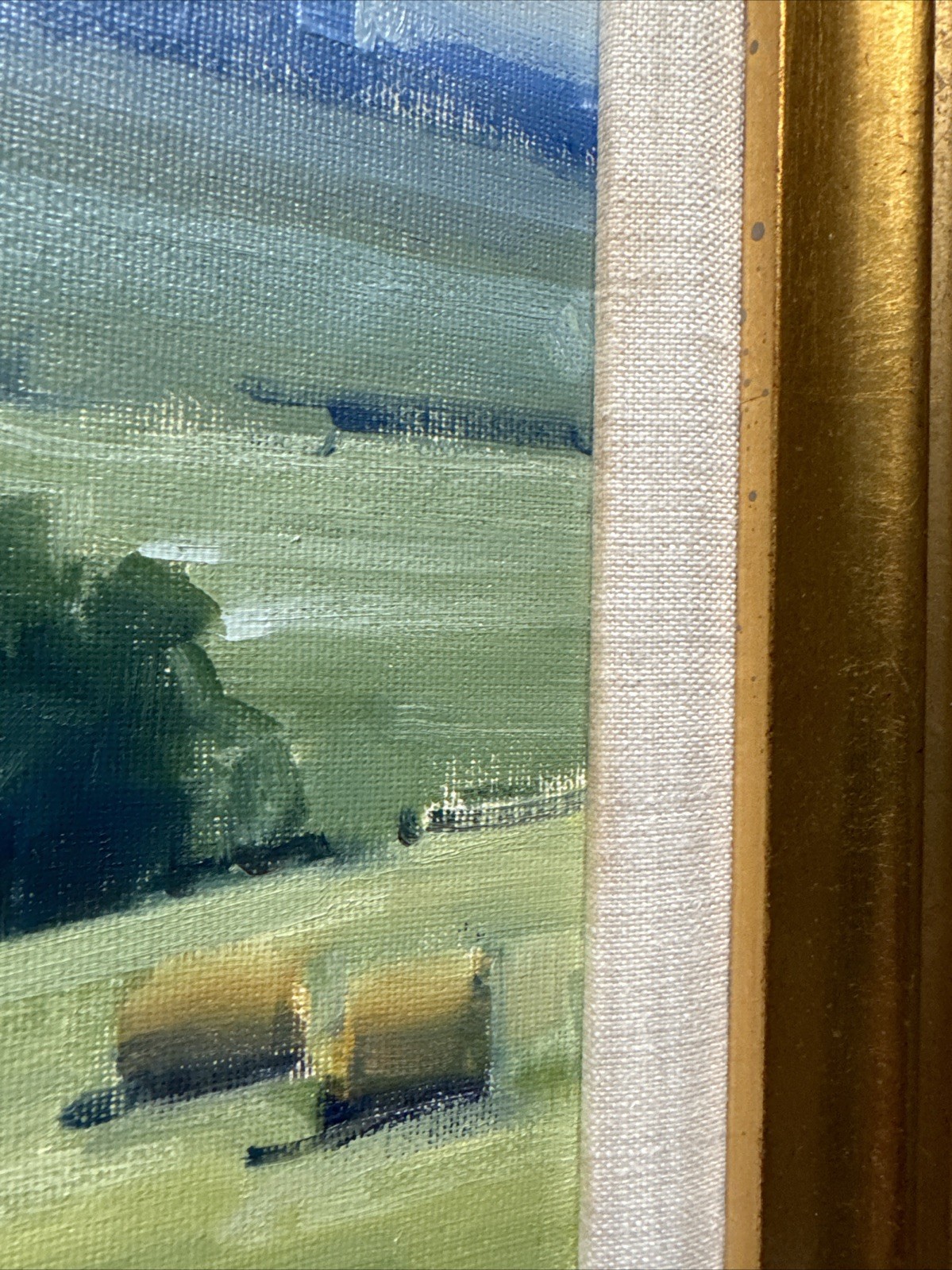 MARK GALE PAINTING IMPRESSIONIST FARM LAND HAY BAILS LANDSCAPE FAMOUS LISTED 16″