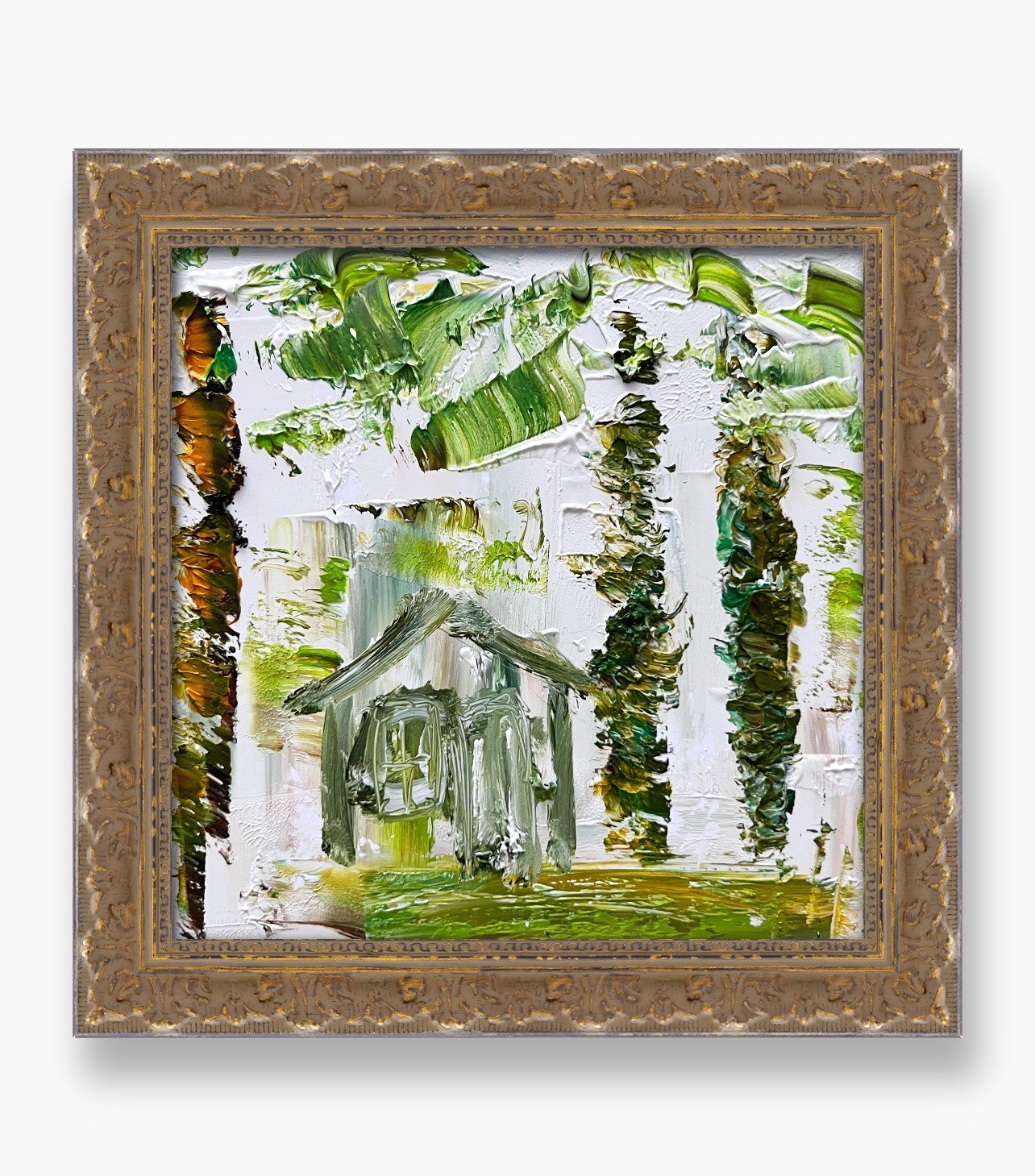 Caribbean Palm Cottage Painting • Relaxing Tropical Art • Modern Home Decor Gift