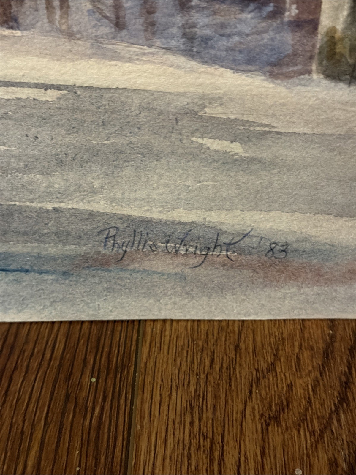 Original 1983 Phyllis Wright Watercolor Double-Sided Landscape Princeton Artist