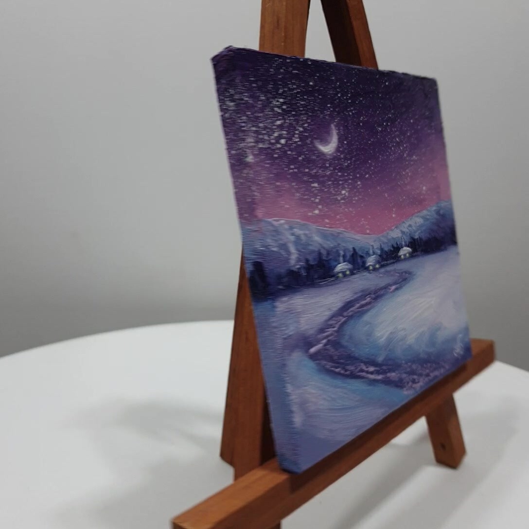 Ukraine Artist Original Winter Landscape Painting Wall Art Decor Gift Signed
