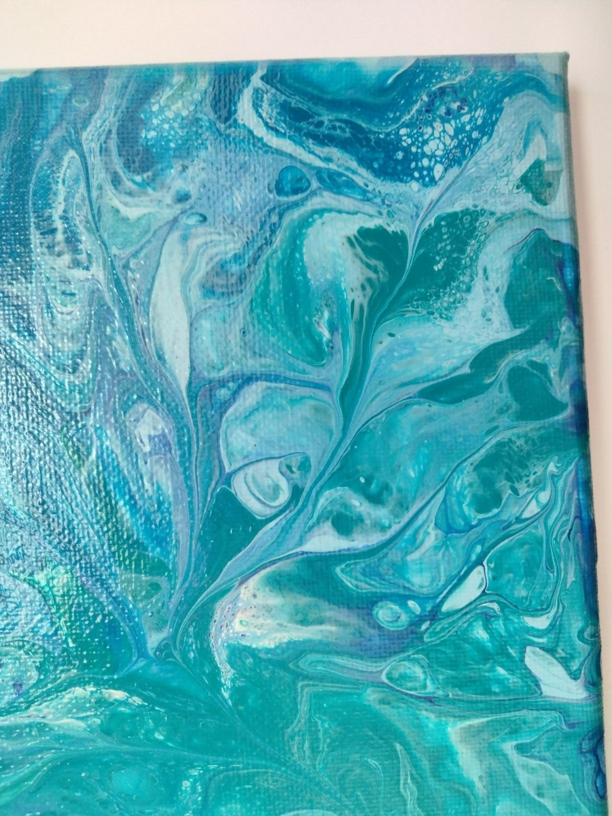 Original Acrylic Abstract Pour Painting Stretched Canvas 8″x8″x0.5″ Wall Decor