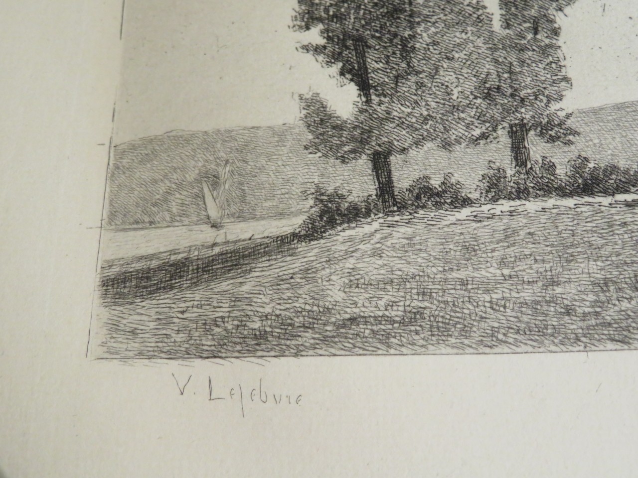 VALERE LEFEBVRE 1812-1902 ENGRAVING EAU FORTE EVIAN LAC LEMAN HAUTE SAVOIE 19…