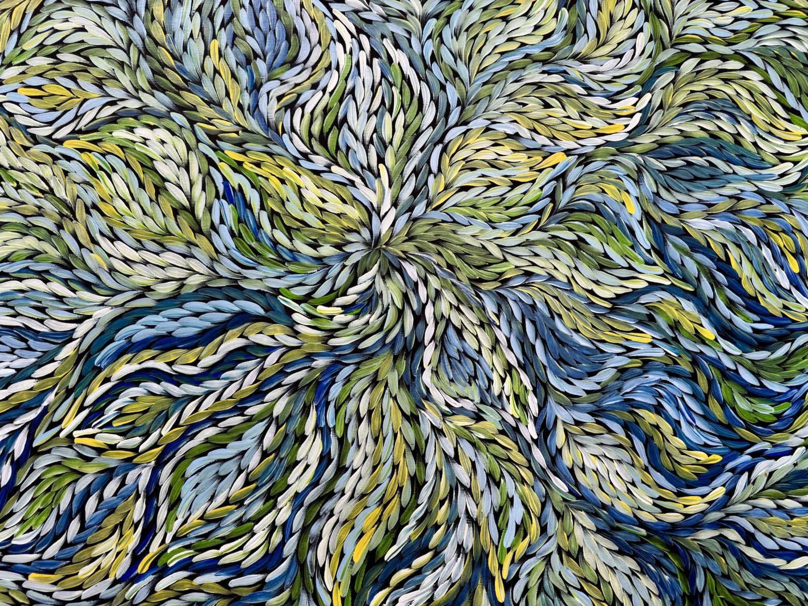 Rosemary Petyarre .Authentic Aboriginal Art. Bush yam flower, Size; 150 x 100cm