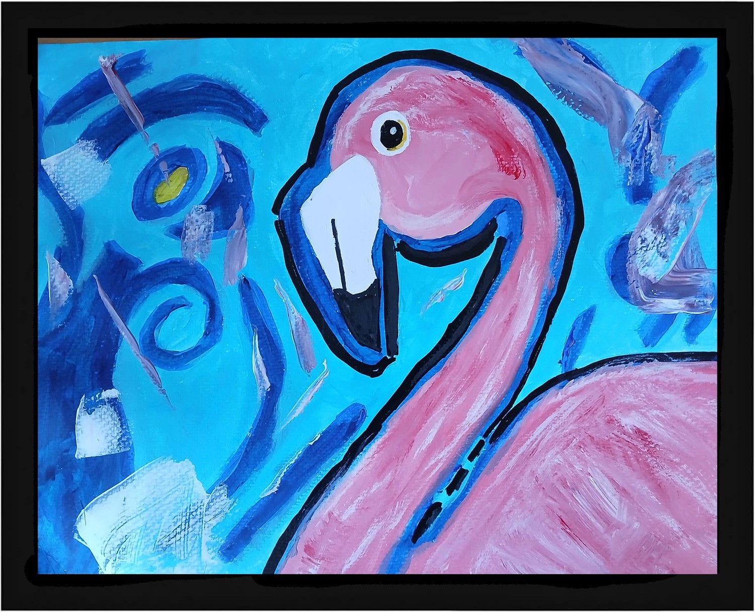 Impressionism 11×14 Pink Flamingo Handmade Signed Colorful Art Painting