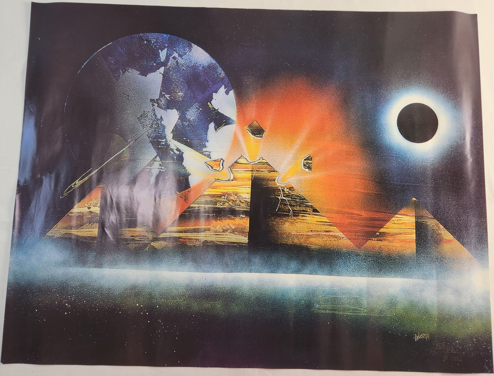Street Art Pyramid in Space poster signed by Polina 1995