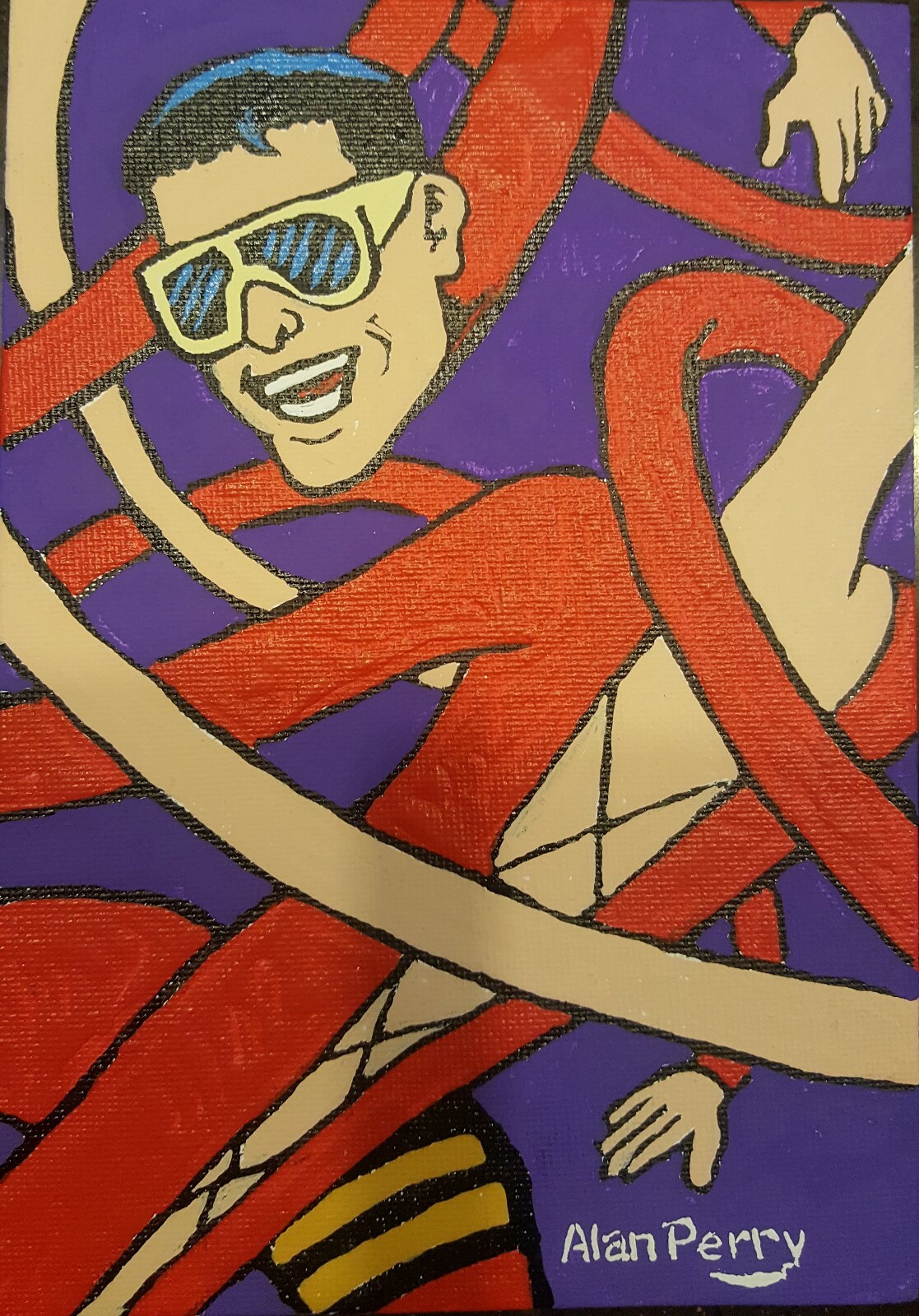 Plastic Man, DC Superhero, Original 5″ x 7″ Acrylic Painting