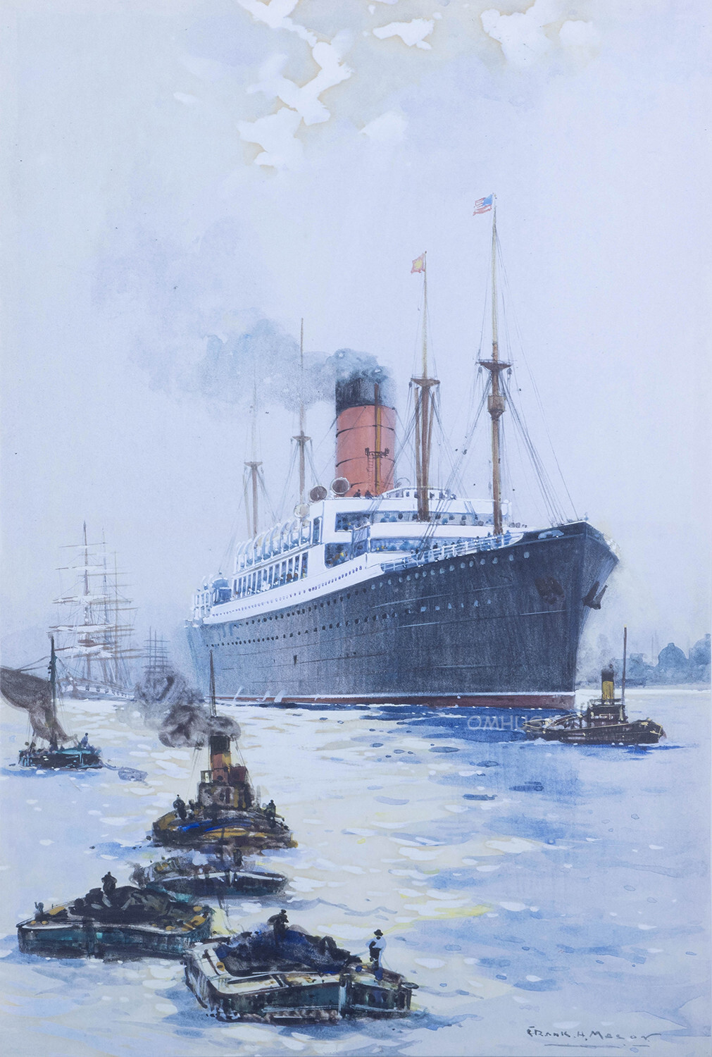 Cunard Liner Carpathia Outward Bound from Liverpool 35″ Painting Canvas Print