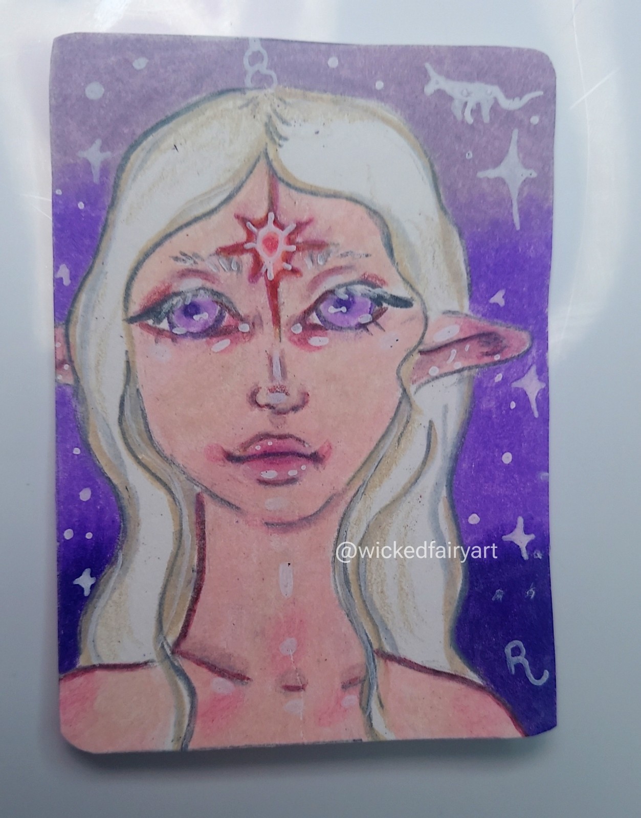 ACEO Fantasy Woman Unicorn Acrylic