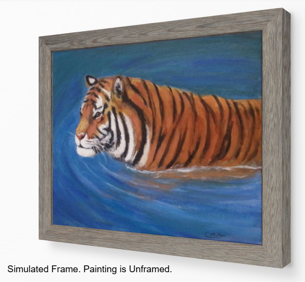 Tiger Original Painting 8×10 Big Cat Wildlife Animal Modern Wall Art