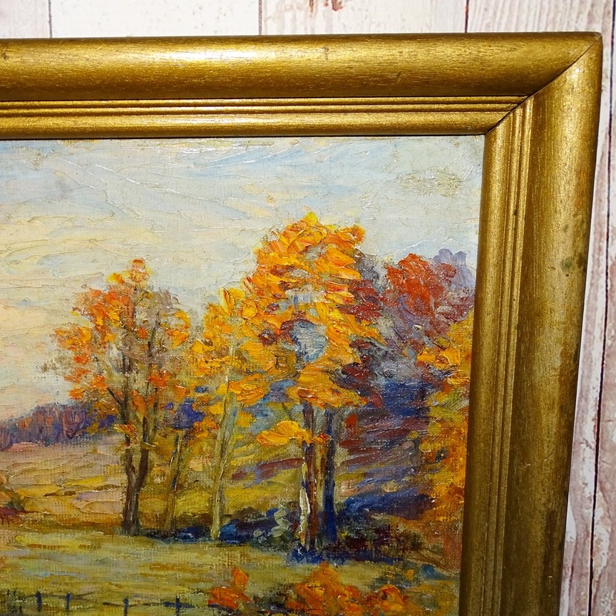 Early 20thC Autumn Landscape Impressionist Oil Painting Signed A. E. Anderson