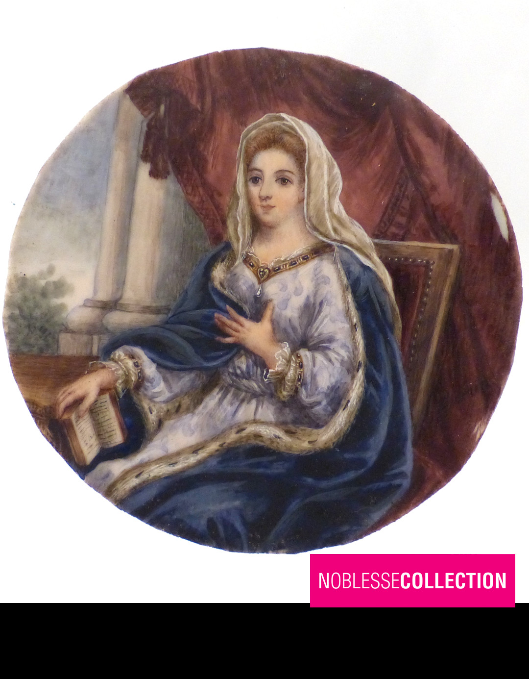 AFTER PIERRE MIGNARD ANTIQUE 19th FRENCH MINIATURE Mme de MAINTENON PORTRAIT