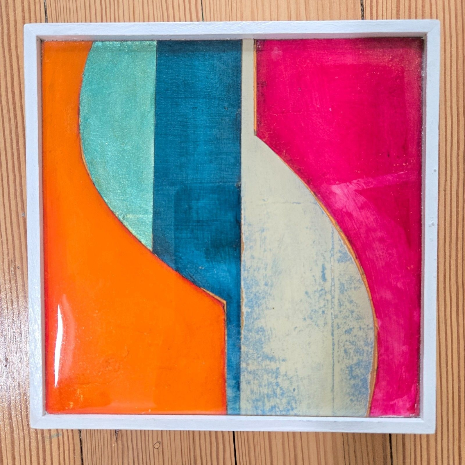 Matthew Finger Signed Original Abstract 6.5″ Mixed Media Geometric Contemporary