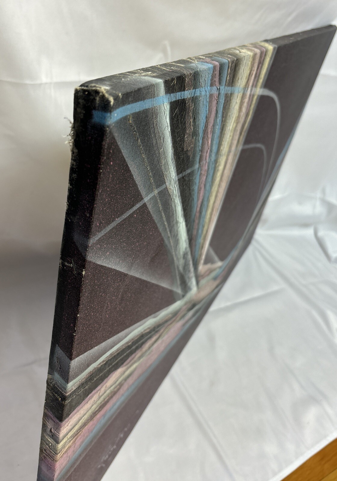 Vintage Original Kingston Mixed Media Painting Futurism Abstract Illusionism 36