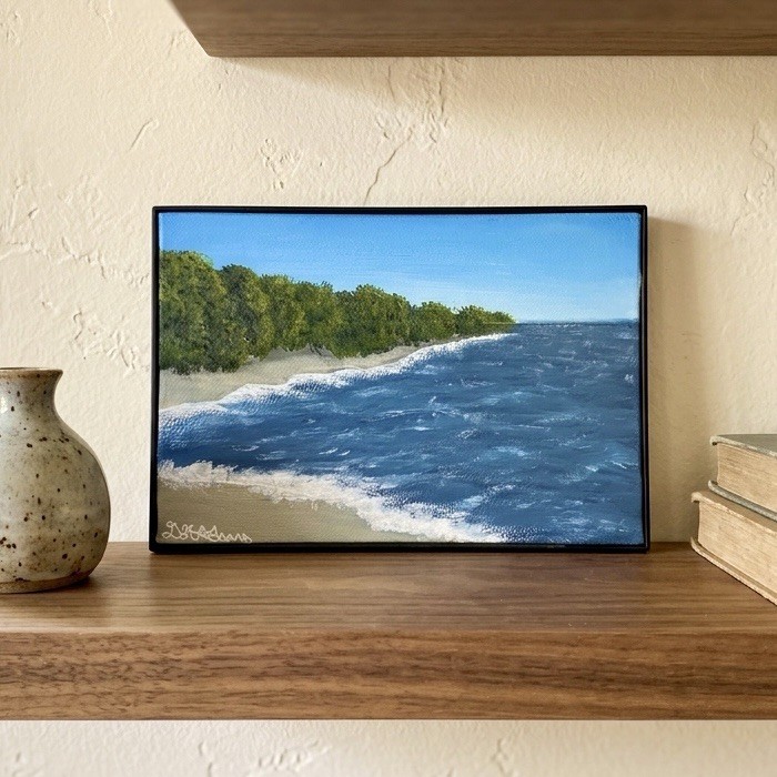 Original Ocean Wave Acrylic Painting 4×6 Impasto Coastal Landscape by D.H. Adams