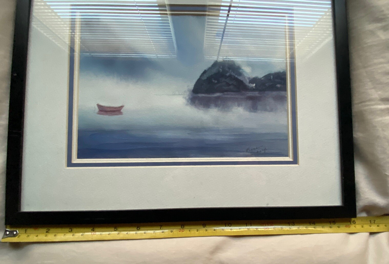 Original Watercolor Painting Empty Boat On The Lake Matted & Framed 16” X 13”