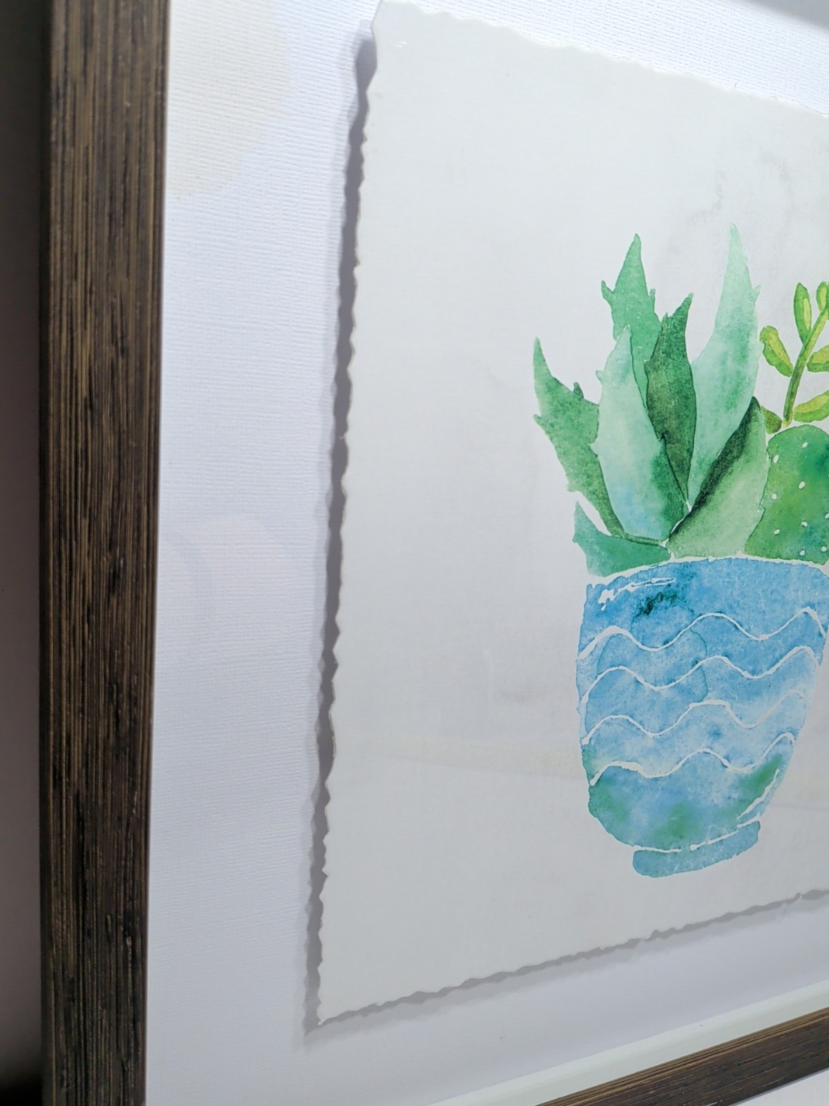 ✨New✨ Floating Framed Watercolor on Paper Succulents 14″X14″ – Framed Artwork