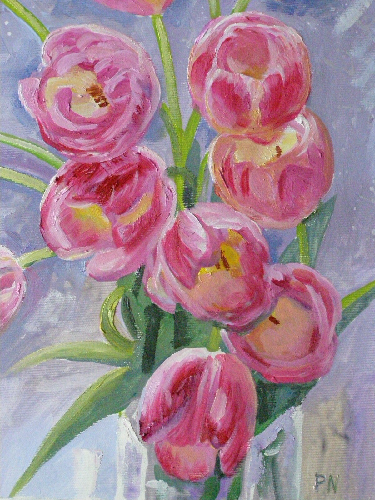 TULIPS FLOWERS Original Oil Stretched Painting Art By Artist