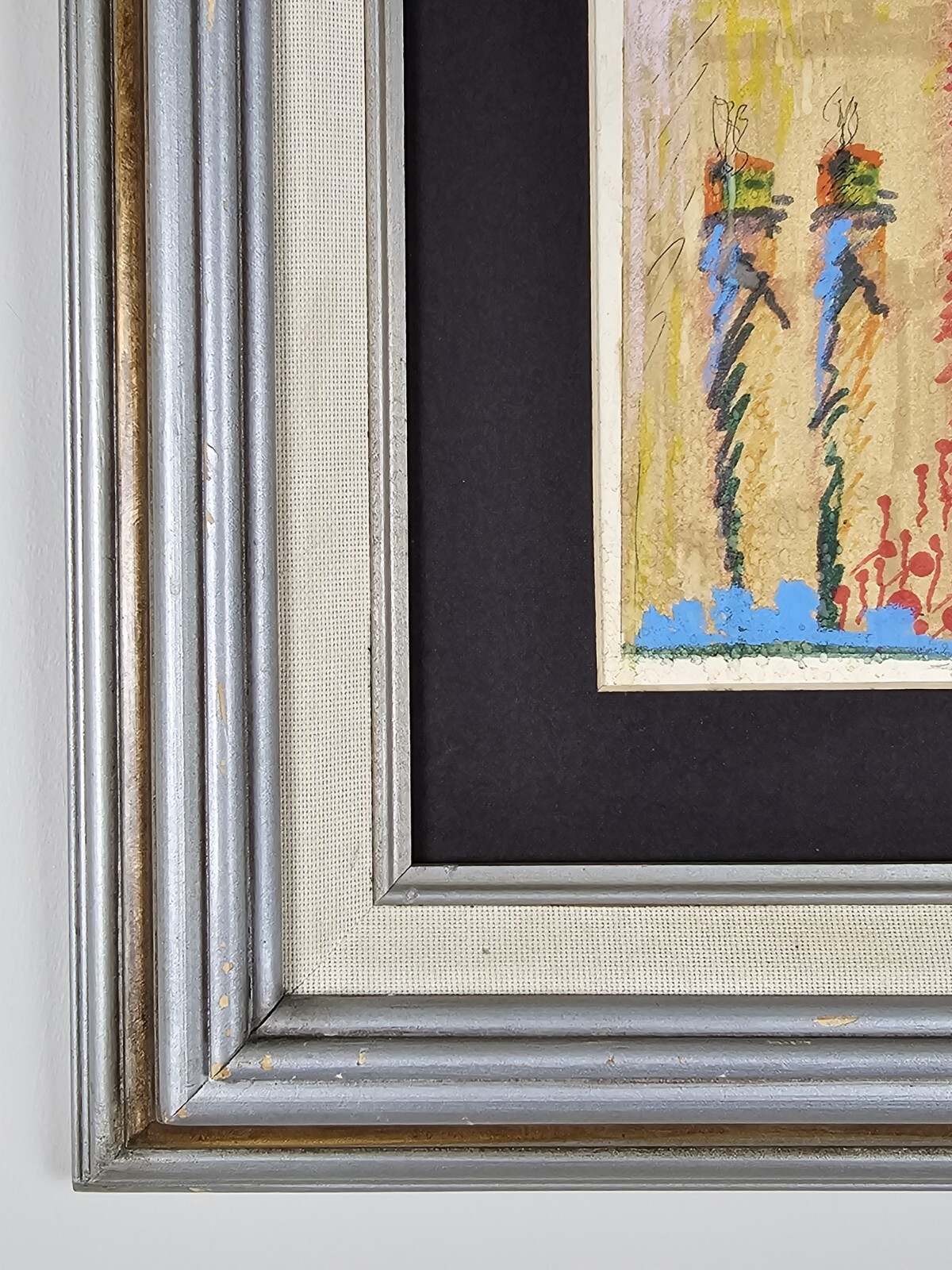 Odd Antique Original Illegibly Signed Abstract Painting 15.5×13.5 Framed VTG Art