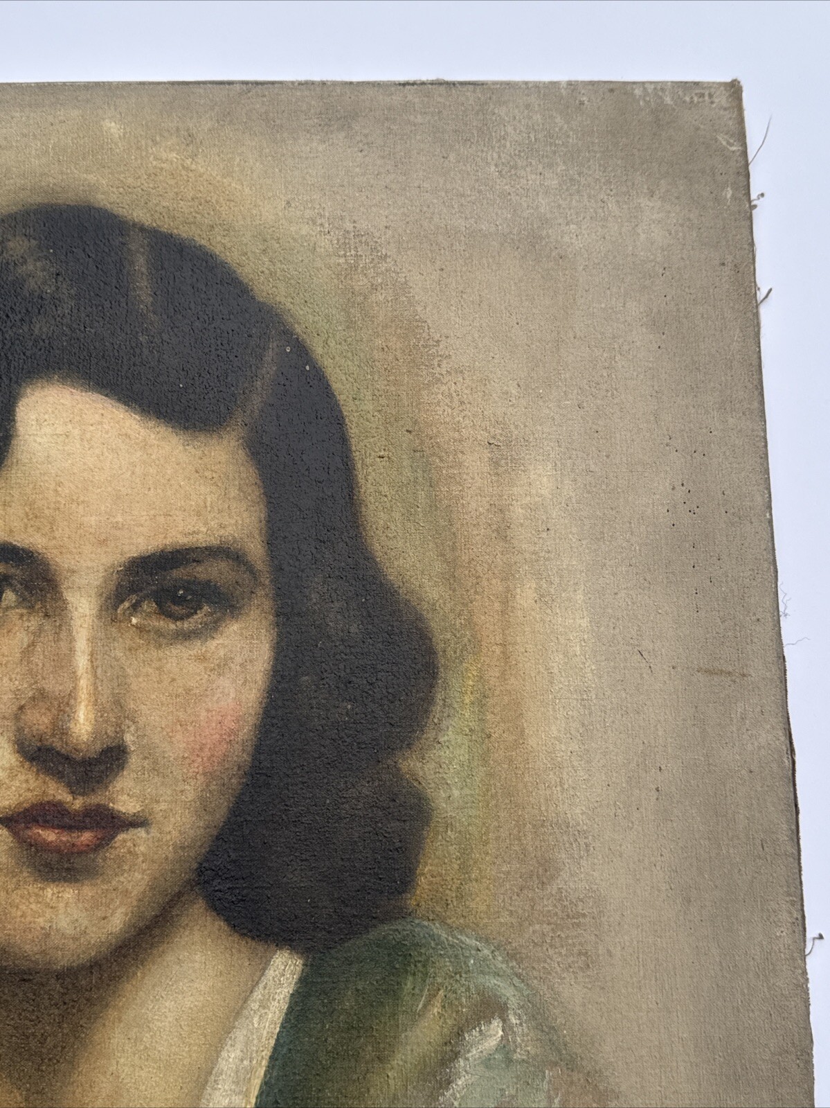 ANTIQUE MEXICAN PAINTING PORTRAIT 1930’S PRETTY WOMAN FEMALE MODEL signed oil