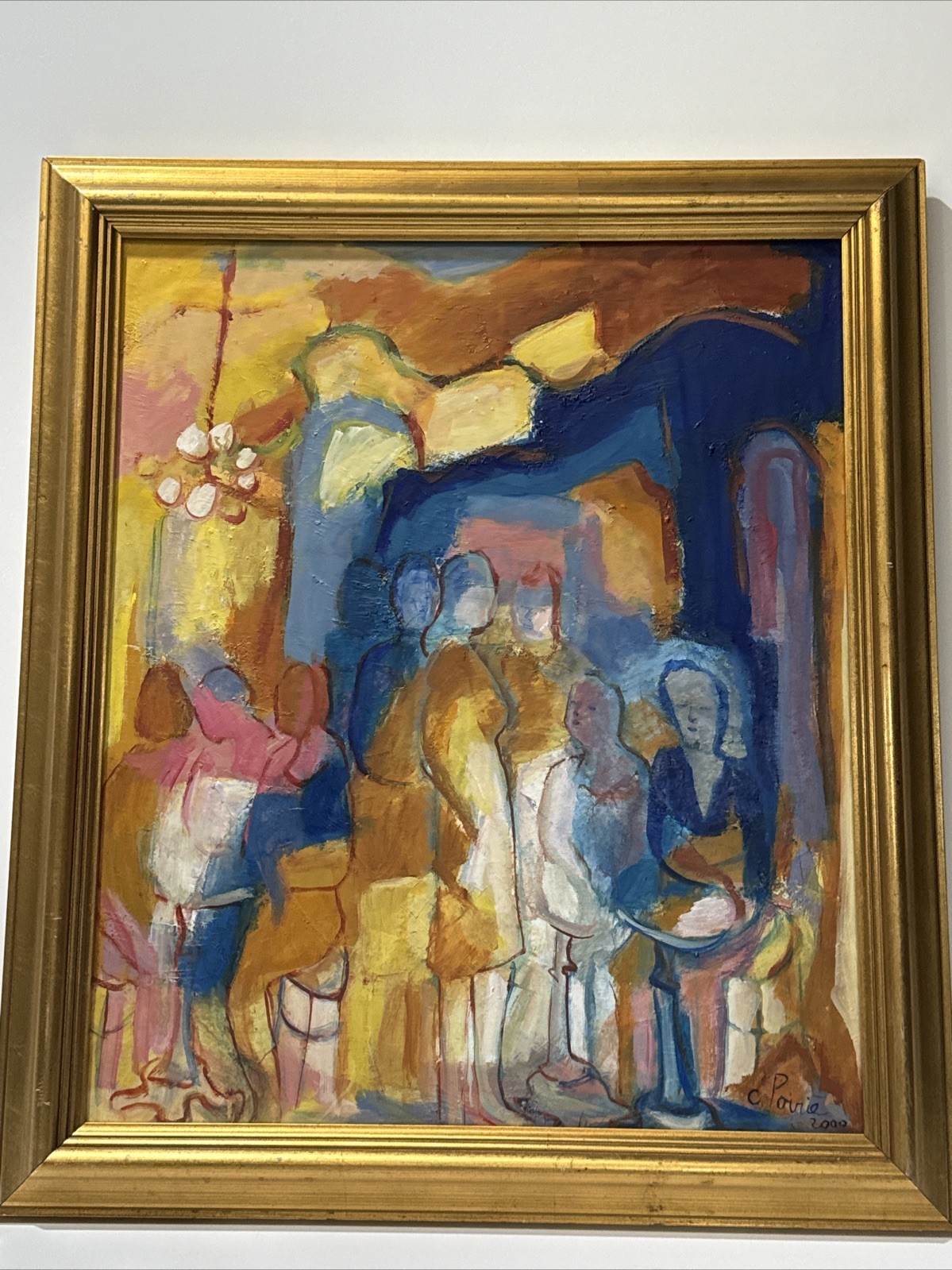 CATHERINE POIRIE PAINTING MODERNIST CAFE RESTAURANT SOICLA SCENE FRENCH FRANCE