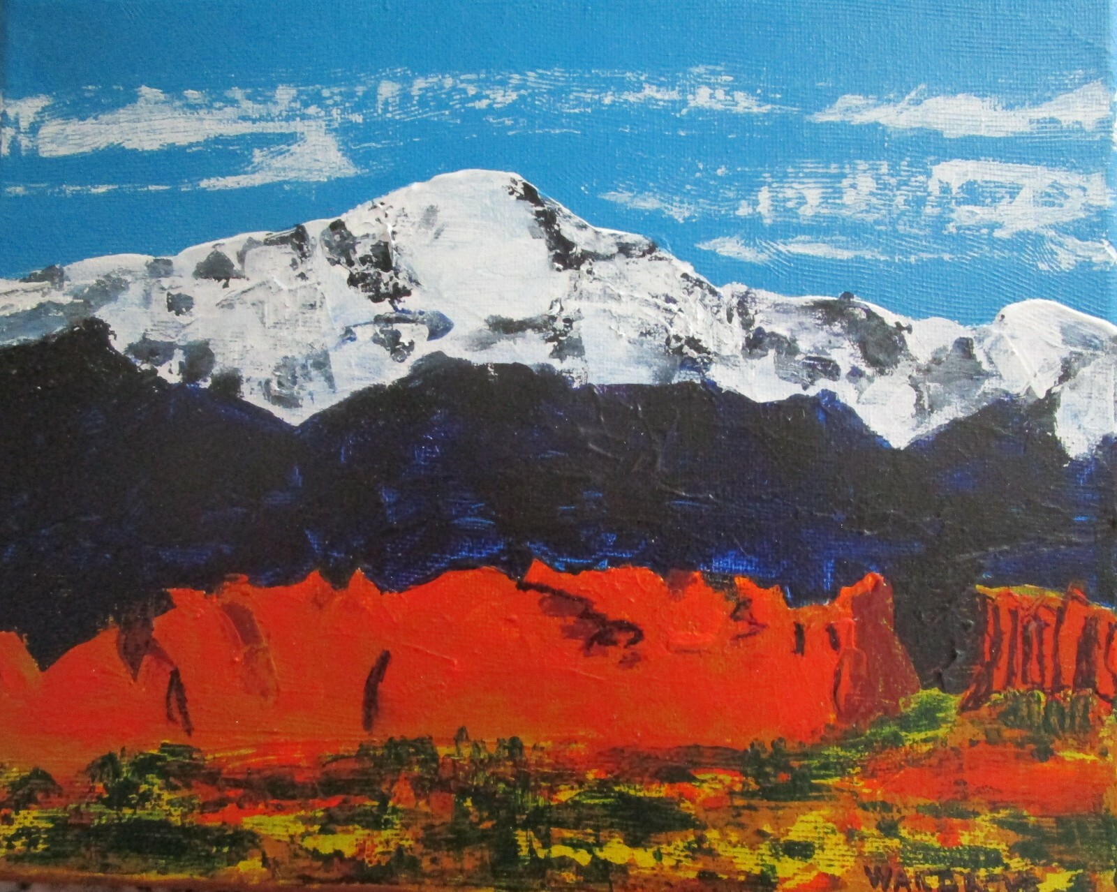 WARD LOVE – «Pikes Peak & Garden of the Gods» – Original Acrylic Painting