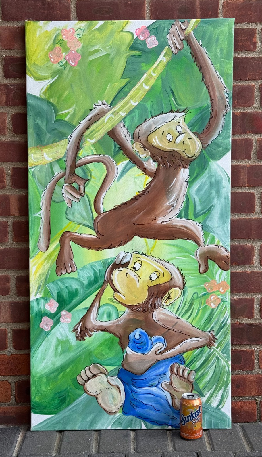LARGE JUNGLE MONKEY ORIGINAL PAINTING SCHOOL NURSERY DAYCARE KINDERGARTEN KIDS 1