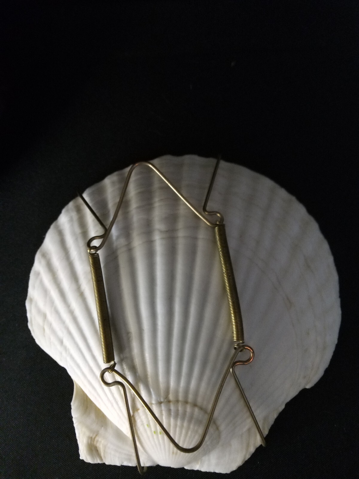 Antique Hand Painted Scallop Shell With Wall Hanger-Original Art-Signed-5″x5″